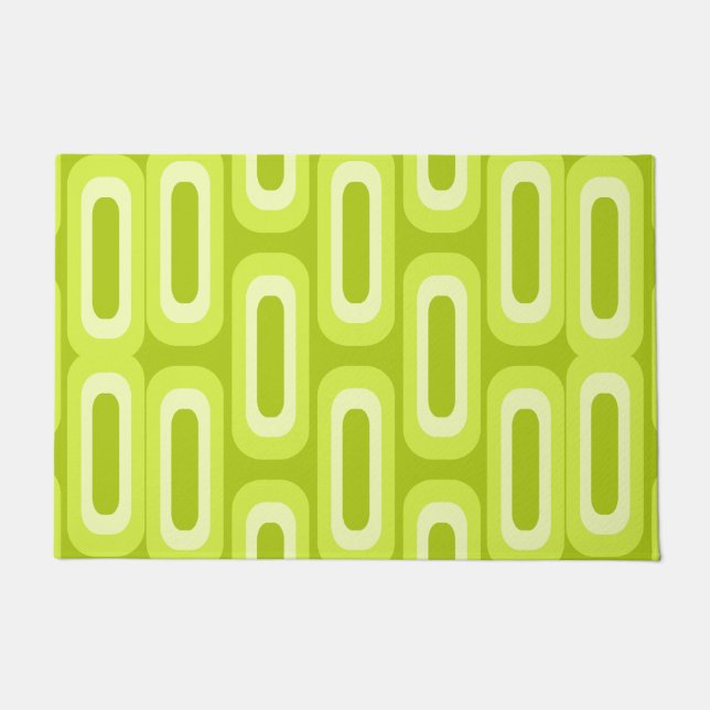 Midcentury Geometric Shapes Chartreuse Doormat (Front)
