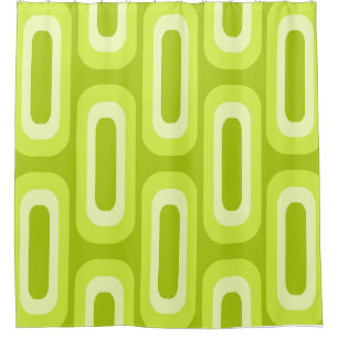 Midcentury Geometric Shapes Chartreuse Shower Curtain
