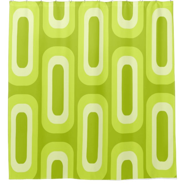 Midcentury Geometric Shapes Chartreuse Shower Curtain (Front)