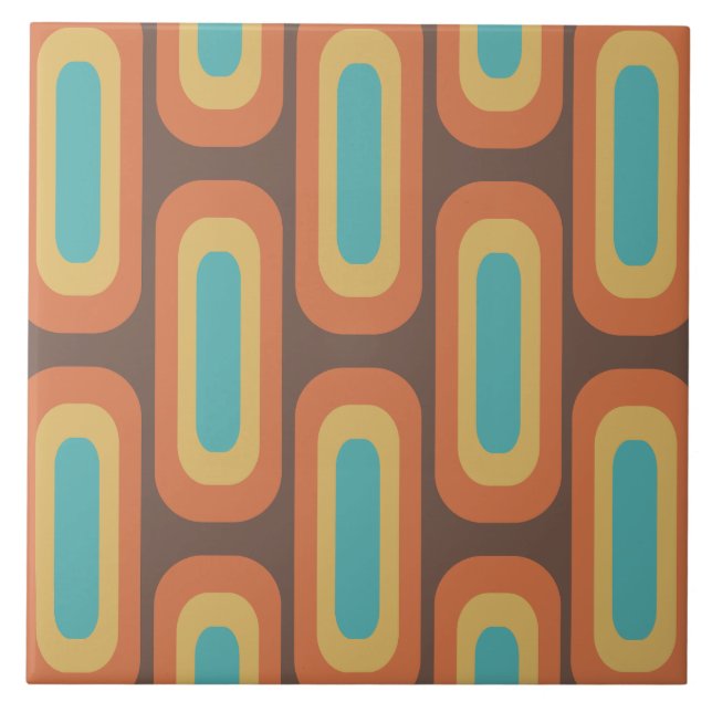 Midcentury Geometric Shapes Multicolored Ceramic Tile (Front)