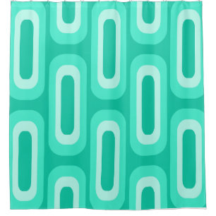Midcentury Geometric Shapes Turquoise Shower Curtain