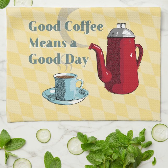 Midcentury Good Coffee Sign l Retro Tea Towel (Folded)