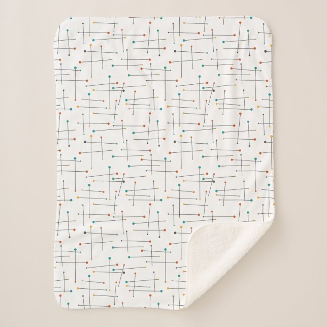 Midcentury Lines Dots Atomic Age Pattern Sherpa Blanket (Front)