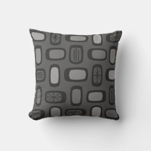 Midcentury MCM Rounded Rectangles Ash Grey Cushion