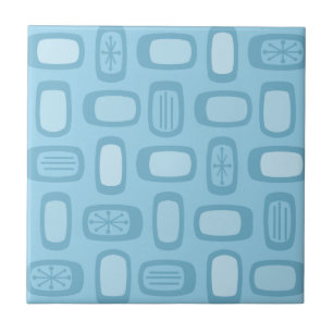 Midcentury MCM Rounded Rectangles Baby Blue Ceramic Tile