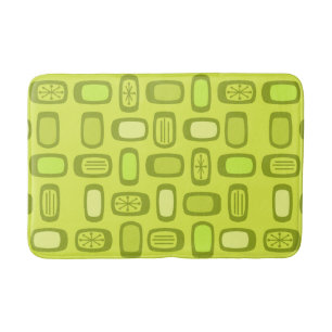 Midcentury MCM Rounded Rectangles Chartreuse Bath Mat