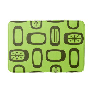 Midcentury MCM Rounded Rectangles Chartreuse Bath Mat