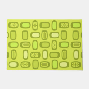 Midcentury MCM Rounded Rectangles Chartreuse Doormat
