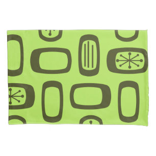 Midcentury MCM Rounded Rectangles Chartreuse Pillowcase