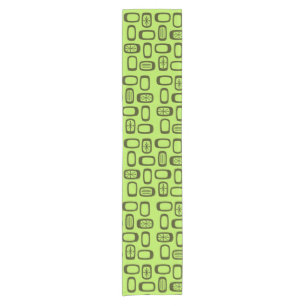 Midcentury MCM Rounded Rectangles Chartreuse Short Table Runner