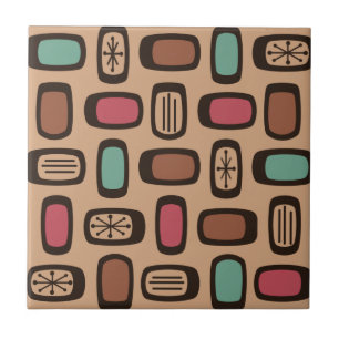 Midcentury MCM Rounded Rectangles Christmas Cookie Ceramic Tile