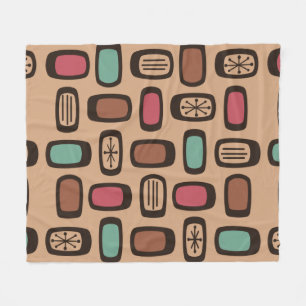 Midcentury MCM Rounded Rectangles Christmas Cookie Fleece Blanket