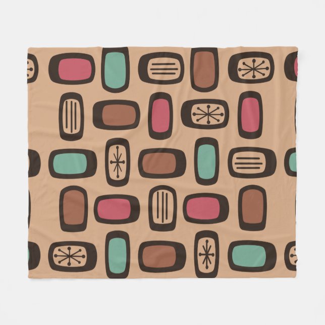 Midcentury MCM Rounded Rectangles Christmas Cookie Fleece Blanket (Front (Horizontal))
