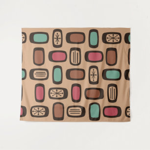 Midcentury MCM Rounded Rectangles Christmas Cookie Tapestry
