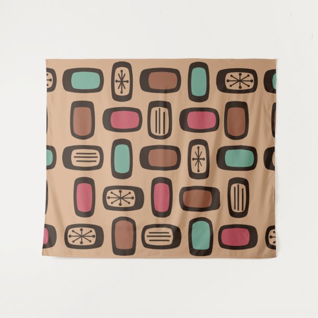 Midcentury MCM Rounded Rectangles Christmas Cookie Tapestry (Front (Horizontal))