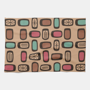 Midcentury MCM Rounded Rectangles Christmas Cookie Tea Towel