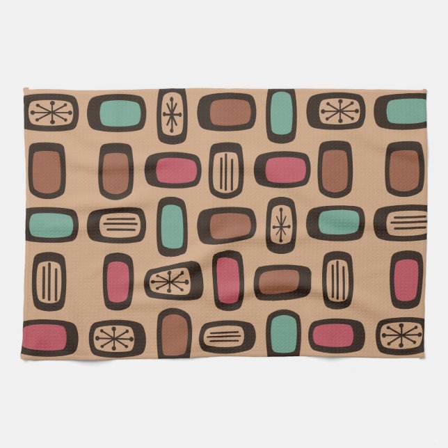 Midcentury MCM Rounded Rectangles Christmas Cookie Tea Towel (Horizontal)