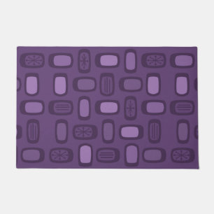 Midcentury MCM Rounded Rectangles Dark Purple Doormat