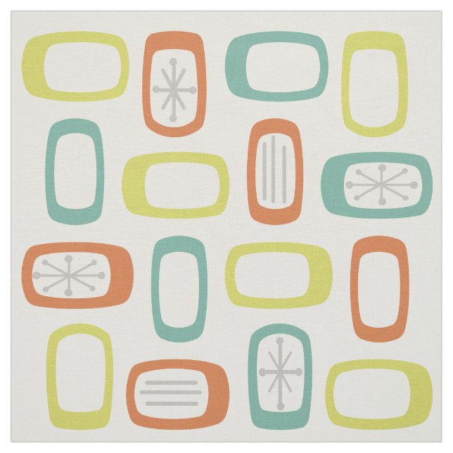 Midcentury MCM Rounded Rectangles Fabric (Swatch)