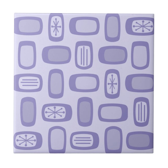 Midcentury MCM Rounded Rectangles Lavender Ceramic Tile (Front)
