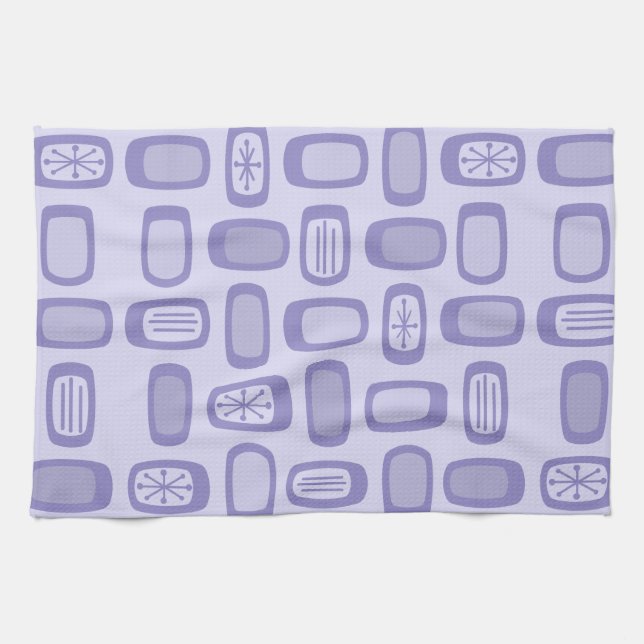 Midcentury MCM Rounded Rectangles Lavender Tea Towel (Horizontal)