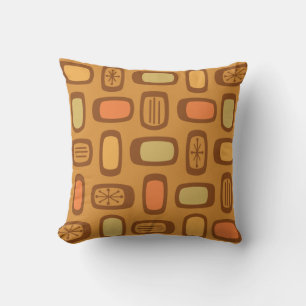 Midcentury MCM Rounded Rectangles Ochre Cushion