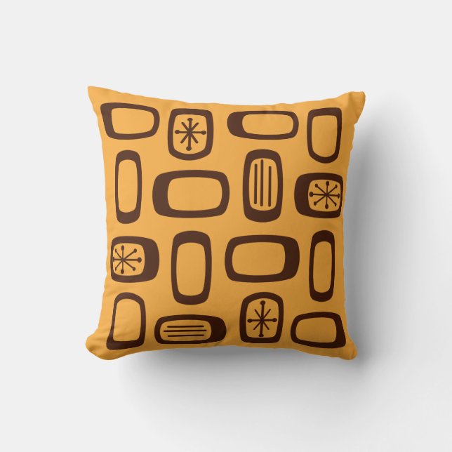 Midcentury MCM Rounded Rectangles Orange Cushion (Front)