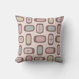 Midcentury MCM Rounded Rectangles Pink Pastel Cushion