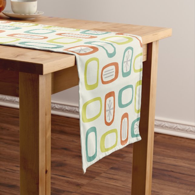 Midcentury MCM Rounded Rectangles Short Table Runner (In Situ)