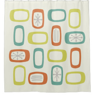 Midcentury MCM Rounded Rectangles Shower Curtain