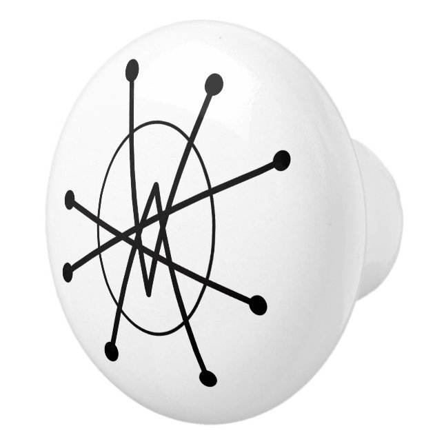 Midcentury Modern Abstract Atomic MCM MOD Sputnik Ceramic Knob (Right)