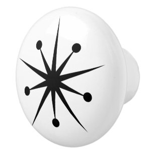 Midcentury Modern Abstract Atomic MCM Starburst    Ceramic Knob