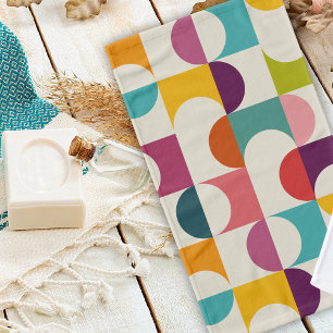 Midcentury Modern Abstract Geometric Print Hand Towel