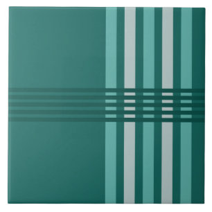 Midcentury Modern Abstract Lines Turquoise Ceramic Tile