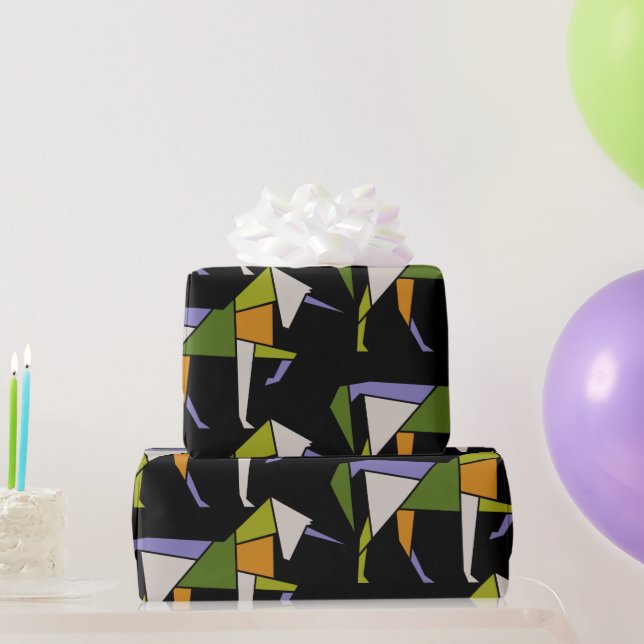 MidCentury Modern Abstract Unicorn Tangram Animal Wrapping Paper (Party Gifts)