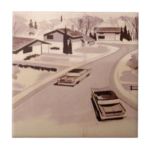 Midcentury Modern Architecture Ceramic Tile