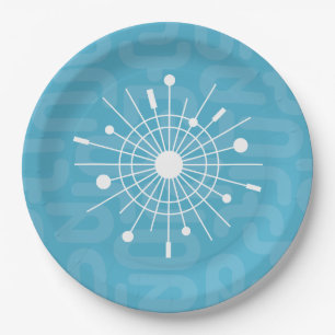 Midcentury Modern Atomic Christmas Snowflake  Paper Plate