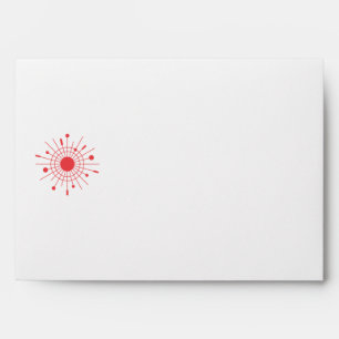 Midcentury Modern Atomic Christmas Snowflake Red Envelope
