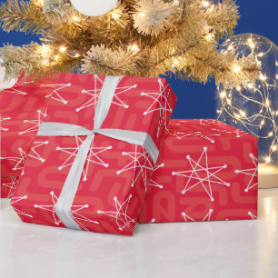 Midcentury Modern Atomic Christmas Star MCM Wrapping Paper