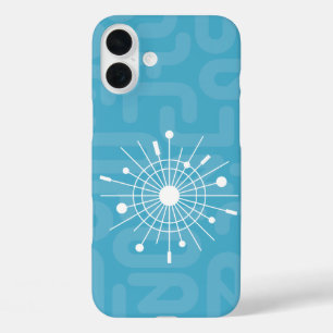 Midcentury Modern Atomic Snowflake Christmas Star iPhone 16 Plus Case