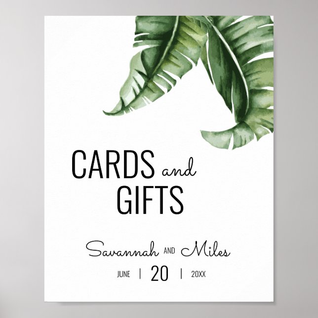 Midcentury Modern Banana Leaf Cards & Gifts Sign (Front)