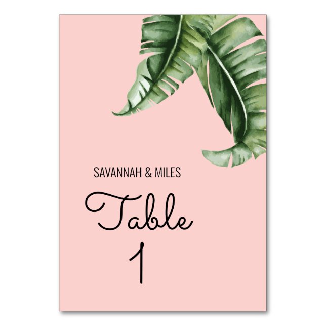 Midcentury Modern Banana Leaf  Table Number (Front)
