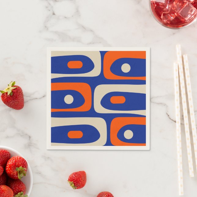 Midcentury Modern Bold Abstract Piquet Napkin (Insitu)
