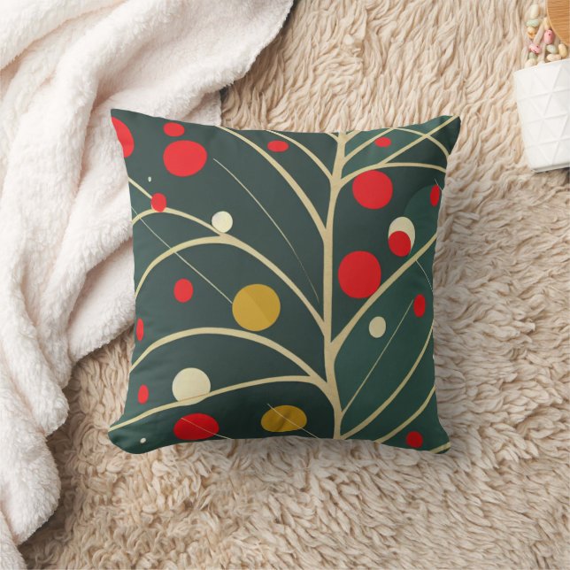 Midcentury Modern Christmas Tree Throw Pillow (Blanket)