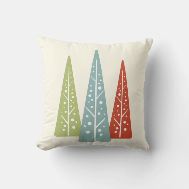 Midcentury Modern Christmas Trees Cushion (Front)