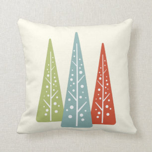 Midcentury Modern Christmas Trees Cushion