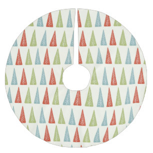 Midcentury Modern Christmas Trees Patterned Brushed Polyester Tree Skirt