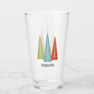 Midcentury Modern Christmas Trees Personalised Glass