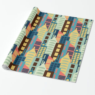 Midcentury Modern City Wrapping Paper