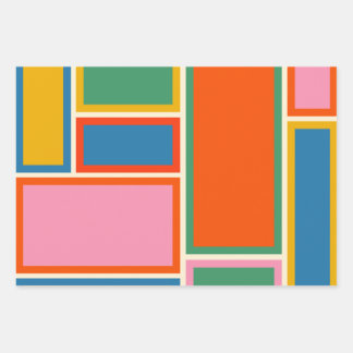 Midcentury Modern Colourful Geometric Minimalist Wrapping Paper Sheet